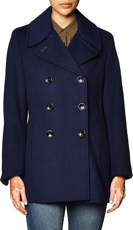 calvinklein女士双排扣双排扣大衣小号标准加大